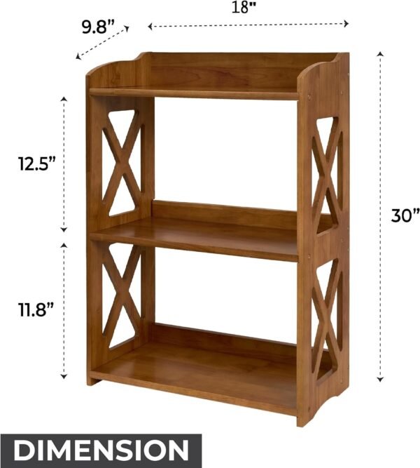 71IO13J_-BL._AC_SL1500.jpg Natural Wood Bookcase, 3 Tier Bookshelf, Freestanding Display Storage Shelves Open Bookshelf for Bedroom, Living Room and Office (Standard, Brown)