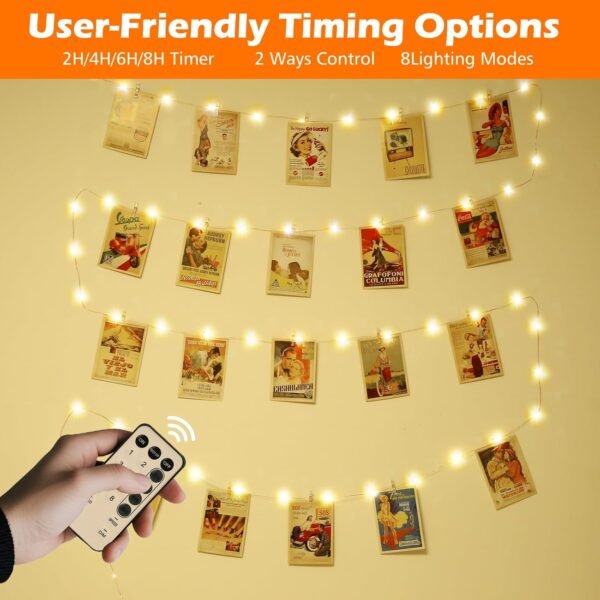71_Im9_2HVL._AC_SL1500-1.jpg 120 LED Photo Clips String Light with Remote, 40FT Fairy Lights with 52 Clear Picture Clips, Timer & 8 Modes USB Powered Copper Wire Lights for Dorm, Bedroom, Christmas, Party (Warm White)