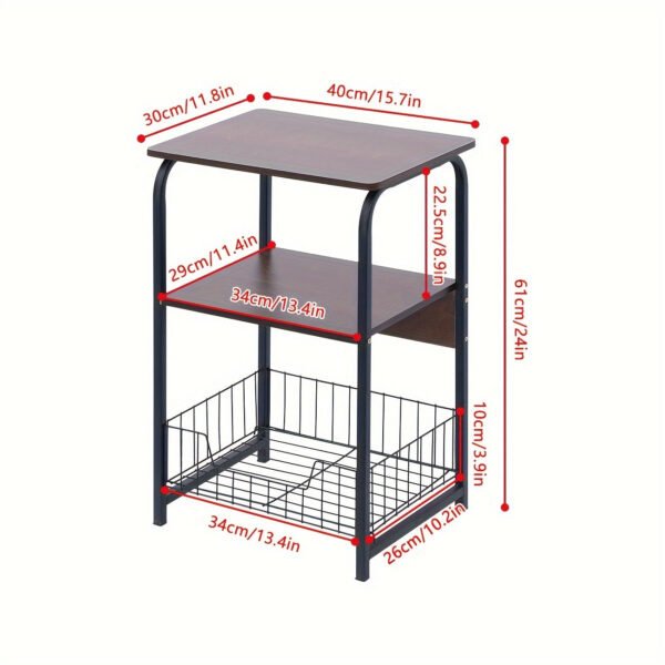 71f99711-2750-4375-a80d-c376930b1d04-1.jpg 3 Tiers End Table Side Table Bedside Table Nightstand with Storage Shelf and Basket for Living Room Bedroom Kitchen and Office, Sofa Table Coffee Table