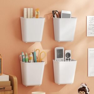 71fgACYKyQL._AC_SL1500.jpg Topyond Adhesive Wall Mounted Organizer, Compact Floating Shelf for No Drilling, Pen, Remote Controller, Cellphone Holder, Wall Storage for Home, Office