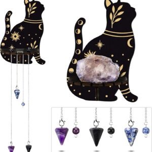 71s1jvoG3OL._AC_SL1500.jpg Cute Wall Shelf Wooden Crystal Shelf with 3 Crystals Stones Wall Mounted Crystal Display Shelf Decorative Crystal Wall Shelf Crystal Organizer Floating Shelves for Living Room Bathroom Decor (Cat)