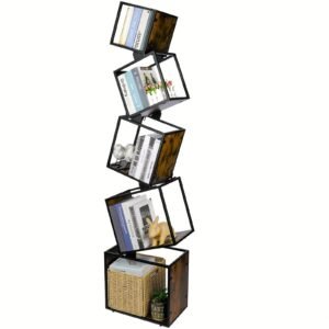 73f53bbb-8d2f-475b-813c-a327c3b97054-1.jpg Five-storey bookshelf, Tall bookshelf, Industrial Bookshelf, Mid-century Modern bookshelf, Unique bookshelf, inclined metal bookshelf, bookshelf decoration storage shelf, display shelf