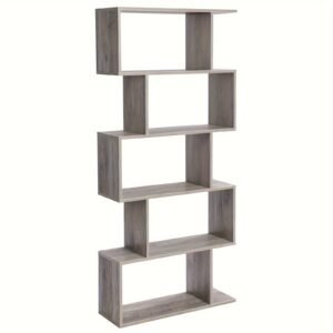 5-Tier Wooden Bookshelf Room Divider - Stylish Storage & Decorative Partition - Spacious Shelves for Bedroom, Office Organization