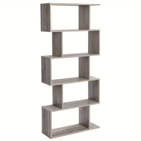 77aca774-1adb-4259-97fd-212d86a24f3c-1.jpg 5-Tier Wooden Bookshelf Room Divider - Stylish Storage & Decorative Partition - Spacious Shelves for Bedroom, Office Organization