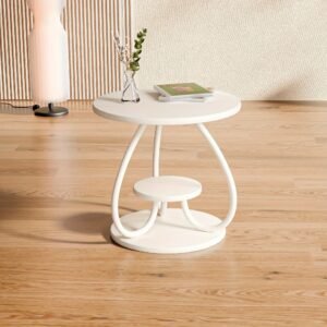 3-Tier End Table, Round Indoor Outdoor Side Table, Modern White Nightstand Bedside Table For Living Room Bedroom Balcony, Home Decor, Easy Assembly, Sturdy And Multifunctional For Small Spaces.