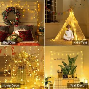 818myD5BZfL._AC_SL1500-1.jpg Minetom Crystal Globe String Lights Battery Operated - 17 ft 30 LED Globe Fairy Lights with Remote and 8 Modes, Waterproof for Bedroom Tent Loft Camping Porch Patio Party Wedding Decor, Warm White