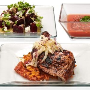 Libbey Tempo Glass Dinnerware Set, Sleek Square Clear Glass Plates and Bowls Set of 12, Dishwasher Safe Glass Dishes Set for Dinners and Parties