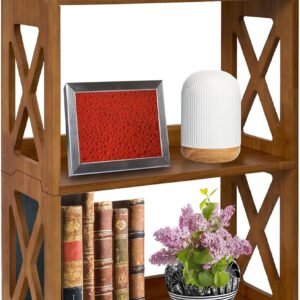 81EFgCkWq8L._AC_SL1500.jpg Natural Wood Bookcase, 3 Tier Bookshelf, Freestanding Display Storage Shelves Open Bookshelf for Bedroom, Living Room and Office (Standard, Brown)