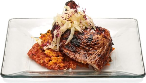 81QDxB9b1TL._AC_SL1500_5656e6de-6560-43ca-807f-b896de05a67f.jpg Libbey Tempo Glass Dinnerware Set, Sleek Square Clear Glass Plates and Bowls Set of 12, Dishwasher Safe Glass Dishes Set for Dinners and Parties