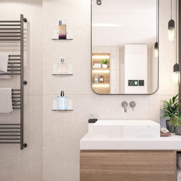 81pA5kalj9L._AC_SL1500.jpg Acrylic Small Adhesive Wall Shelves,Mini Floating Shelves,Acrylic Display Shelves,Ledges for Pop Figures,Plant,Picture Photo Modern Wall for Bedroom Decor Living Room