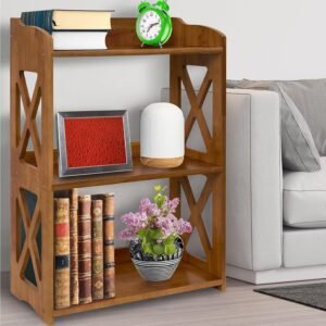81q_72toKCL._AC_SL1500.jpg Natural Wood Bookcase, 3 Tier Bookshelf, Freestanding Display Storage Shelves Open Bookshelf for Bedroom, Living Room and Office (Standard, Brown)