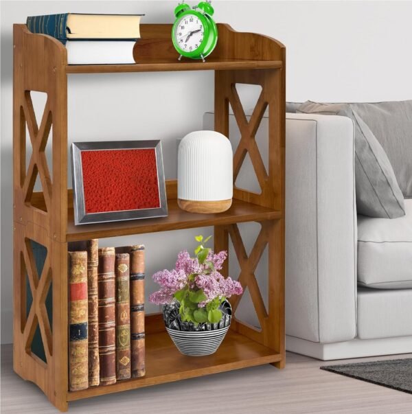 81q_72toKCL._AC_SL1500.jpg Natural Wood Bookcase, 3 Tier Bookshelf, Freestanding Display Storage Shelves Open Bookshelf for Bedroom, Living Room and Office (Standard, Brown)