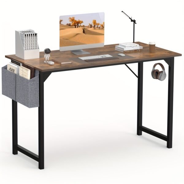 92c40d09-f80e-488a-a90d-07245032cdbd.jpg 47 Inches Home Office Small Computer Desk, Work Study Writing Student Kids Bedroom Wood Modern Simple Table With Storage Bag & Headphone Hooks