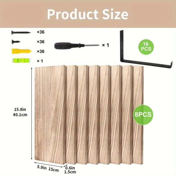 8pcs Floating Shelves,  Wall Shelves, Floating Shelf for Living Room, Bathroom and Bedroom Decor Easy To Install, Convenient For Classification, Quick To Pick Up, Stable And Reliable (Carbonized Black) 15.8x5.9in