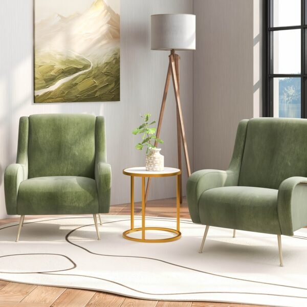 96f8b954-72d8-4fc9-87cf-eb5888bc6b38-1.jpg Glamorous Marble Top Round Side Table - 16x16 End Table with Glimmering Golden Metal Frame - Polished Elegance for Your Living Space