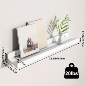 986f52fa-d2dc-42b0-9be8-ca307588d4ca-1.jpg 4pcs Floating Shelves, Shelves, Wall Mounted Shelves for Home Decor and Storage, Modern Ledges for Living Room, Bedroom, Bathroom, Office Easy To Install, Convenient For Classification, Quick To Pick Up, Stable And Reliable (White/Black)23.6x4.3in