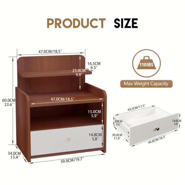 9b8317b5-01b2-44d4-a5cf-7838a5911aa8-1-1.jpg Nightstand , Bedside Table with Charging Station, Modern Night Stand,Wood Boho Side Table,Mid Century Small End Table with Drawer for Bedroom, Living Room