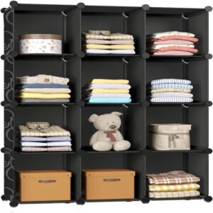 6/12-Cube Plastic Storage Organizer, DIY Modular Bookshelf, Simple Interlocking Shelving System, Space-Saving Closet For Books, Toys, Clothes, Multipurpose Use In Home & Office