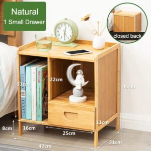 Bamboo Nightstands, Bedside Tables with Open Storage Compartments, Modern Side Table, Easy To Assemble End Table for Bedroom