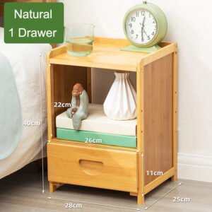 Bamboo Nightstands, Bedside Tables with Open Storage Compartments, Modern Side Table, Easy To Assemble End Table for Bedroom