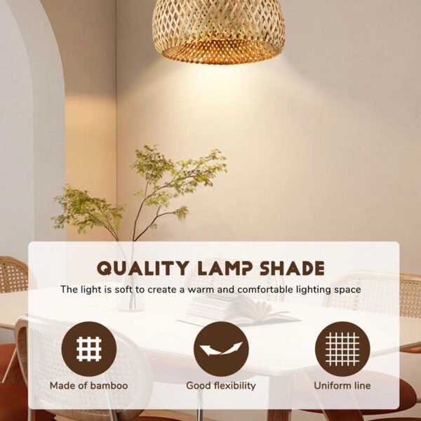 Bamboo Wicker Rattan Light Fixture Flush Mount Hanging Ceiling Lamp For Living Room Bedroom Dining Room