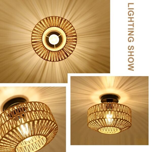 Ceiling Lights Rattan E27 Bulbs Chandelier Light Fixture Hand Woven Fixture Celing Lamp Flush Mount For Hallway Bedroom Kitchen