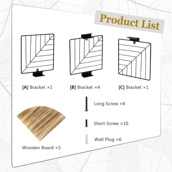 Corner Bookshelf, Corner Shelf Wall Mount of 5 Tier Rustic Wood Floating Shelves Wall Shelves