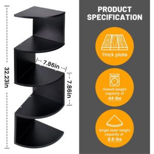 Corner-Bookshelf-Rustic-Wood-Wall-Mount-Corner-Storage-Shelves-Easy-to-Assemble-Floating-Wall-Shelf-5_cc27fae8-1145-4617-bafc-41eddc73ae88.jpg Corner Bookshelf, Rustic Wood Wall Mount Corner Storage Shelves, Easy-to-Assemble Floating Wall Shelf, 5-Tier Corner Shelves