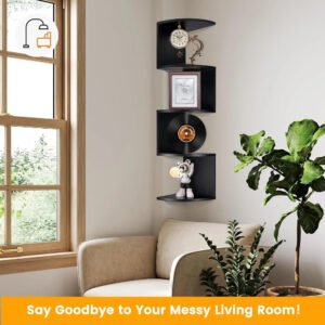 Corner-Bookshelf-Rustic-Wood-Wall-Mount-Corner-Storage-Shelves-Easy-to-Assemble-Floating-Wall-Shelf-5_f4d554d1-d1b4-4dc4-bb7f-14128cd0427e.jpg Corner Bookshelf, Rustic Wood Wall Mount Corner Storage Shelves, Easy-to-Assemble Floating Wall Shelf, 5-Tier Corner Shelves