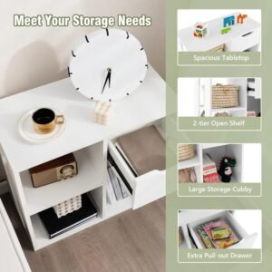 Cube Bookcase with Drawer, 2 Tier Bookshelf for Small Space, Modern Freestanding Display Rack with Open Shelves