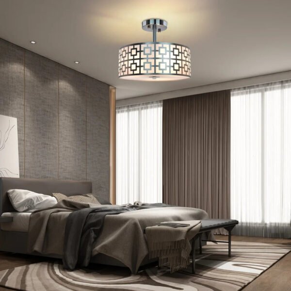 Depuley-32cm-3-light-Rustic-Semi-Flush-Mount-Ceiling-Light-with-Drum-Shade-Black-Finish-for_00e107f9-4f99-4bb8-8ce5-9841eba5979b.jpg 32cm 3-light Rustic Semi Flush Mount Ceiling Light with Drum Shade Black Finish for Kitchen Dining Living Room E26 Base