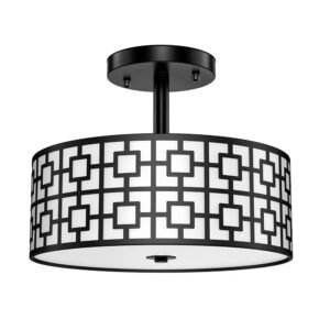 Depuley-32cm-3-light-Rustic-Semi-Flush-Mount-Ceiling-Light-with-Drum-Shade-Black-Finish-for_0e1a23c2-227d-41aa-ba8c-b8abd91be734.jpg 32cm 3-light Rustic Semi Flush Mount Ceiling Light with Drum Shade Black Finish for Kitchen Dining Living Room E26 Base