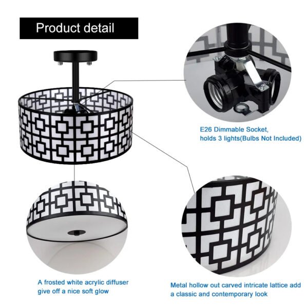 Depuley-32cm-3-light-Rustic-Semi-Flush-Mount-Ceiling-Light-with-Drum-Shade-Black-Finish-for_7c58b3b9-1fb5-4c9c-9652-2748e43b7a1a.jpg 32cm 3-light Rustic Semi Flush Mount Ceiling Light with Drum Shade Black Finish for Kitchen Dining Living Room E26 Base