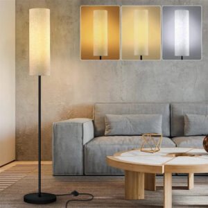 Floor Lamp With Foot Switch 9w E27 Light Bulb Linen Reading Light Dimmable 3 Color Floor Lamp For Bedroom Living Room Office
