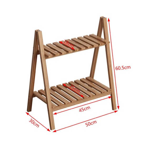 Floor Type 2-Tier Storage Rack Wooden Ladder Shelf Bookcase Foldable Multifunctional Plant Flower Display Stand Plant Stand