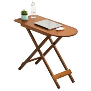 Folding Laptop Table TV Tray, 100cm Bamboo Computer Table Writing Workstation Folding Desk Dinning Table for Home Office