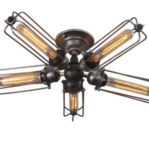 HTB1pc8CKVXXXXcVXVXXq6xXFXXXR.jpg Vintage Industrial Barn Metal Cage Ceiling Lamp Flush Mount Steampunk Edison Hanging Light Mini Art Chandelier 110V/220V/230V