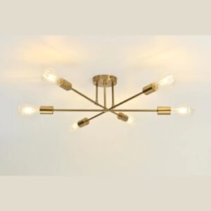 Home Lighting Ceiling Lights Fixture Semi Flush Mount Ceiling Lamps Brushed Antique Gold Lighting Home Decor Light Fixtures