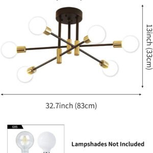 Home Lighting Ceiling Lights Fixture Semi Flush Mount Ceiling Lamps Brushed Antique Gold Lighting Home Decor Light Fixtures