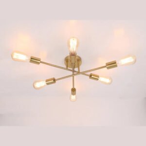Home Lighting Ceiling Lights Fixture Semi Flush Mount Ceiling Lamps Brushed Antique Gold Lighting Home Decor Light Fixtures