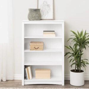 Home-Office-4-Shelf-Standard-Bookcase-31-5-In-W-X-48-In-H-X-13.jpg Home Office 4-Shelf Standard Bookcase 31.5 In. W X 48 In. H X 13 In. D White Bookshelf Book Living Room Furniture