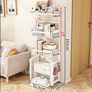 Japanese-Style-Metal-Bookcase-for-Children-s-Bedroom-White-Corner-Movable-Kid-Bookcase-Storage-Bookshelf-with_40d66132-ea15-487e-b321-e59ff297ccb2.jpg Japanese Style Metal Bookcase for Children's Bedroom, White Corner, Movable Kid Bookcase, Storage Bookshelf with Cabinet, Plant