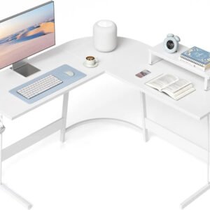 L Shaped Gaming Desk Computer Office Desk, 47 inch Corner Desk with Large Monitor Stand for Home Office Study Writing