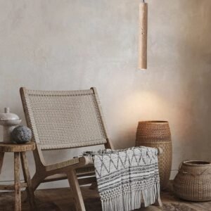 Led Pendant Lamp Long Tube Wood Ceiling Lamp Japanese Style Quiet Wind Bedroom Bedside Chandelier Retro Modern G9 Replaceable