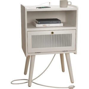 Mid-Century-Modern-Nightstand-with-Charging-Station-Bedside-Tables-with-Glass-Decorative-Door-End-Table-Side.jpg Mid Century Modern Nightstand with Charging Station, Bedside Tables with Glass Decorative Door, End Table Side Table