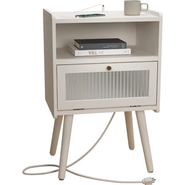 Mid-Century-Modern-Nightstand-with-Charging-Station-Bedside-Tables-with-Glass-Decorative-Door-End-Table-Side.jpg Mid Century Modern Nightstand with Charging Station, Bedside Tables with Glass Decorative Door, End Table Side Table