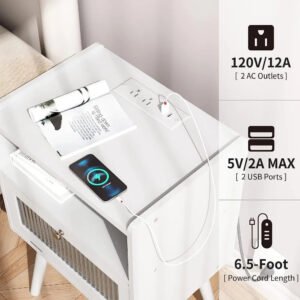 Mid-Century-Modern-Nightstand-with-Charging-Station-Bedside-Tables-with-Glass-Decorative-Door-End-Table-Side_8cbc6f5e-7a42-45d7-9d22-9c2c030e38cc.jpg Mid Century Modern Nightstand with Charging Station, Bedside Tables with Glass Decorative Door, End Table Side Table