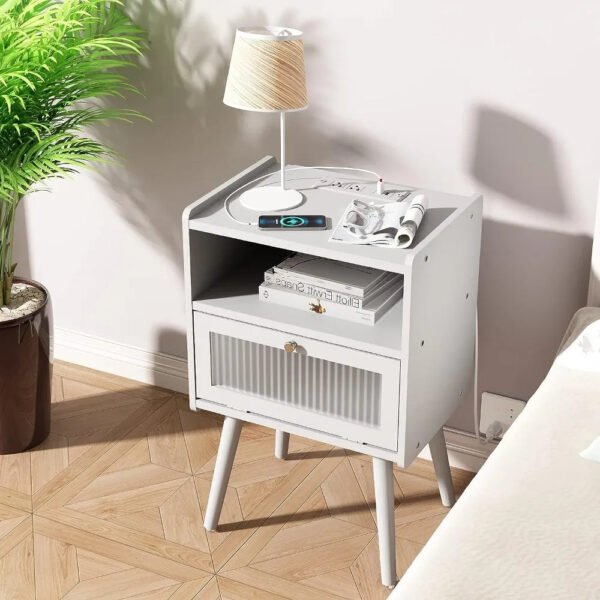Mid-Century-Modern-Nightstand-with-Charging-Station-Bedside-Tables-with-Glass-Decorative-Door-End-Table-Side_f2dbca51-7761-4774-96d3-1134fd9392d0.jpg Mid Century Modern Nightstand with Charging Station, Bedside Tables with Glass Decorative Door, End Table Side Table