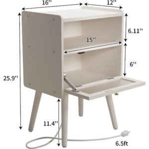 Mid-Century-Modern-Nightstand-with-Charging-Station-Bedside-Tables-with-Glass-Decorative-Door-End-Table-Side_ff1b2be1-656b-4f6a-b74f-3571df334092.jpg Mid Century Modern Nightstand with Charging Station, Bedside Tables with Glass Decorative Door, End Table Side Table