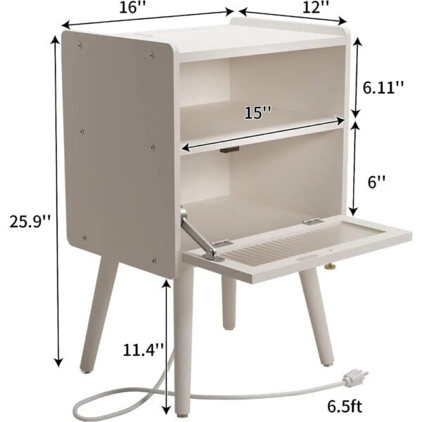 Mid-Century-Modern-Nightstand-with-Charging-Station-Bedside-Tables-with-Glass-Decorative-Door-End-Table-Side_ff1b2be1-656b-4f6a-b74f-3571df334092.jpg Mid Century Modern Nightstand with Charging Station, Bedside Tables with Glass Decorative Door, End Table Side Table